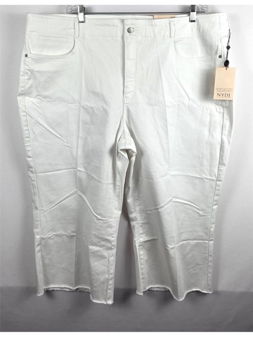 NYDJ 24W Optic White Wide Leg Capri Jeans Raw Hem Lift Tuck Stretch NWT - Picture 2 of 8